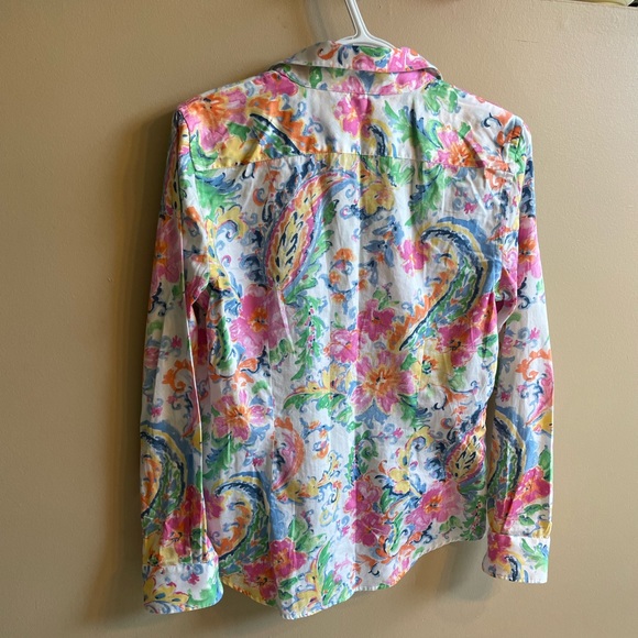 Lauren by Ralph Lauren slim fit size 10 women’s Paisley button up cotton shirt. - Picture 3 of 4